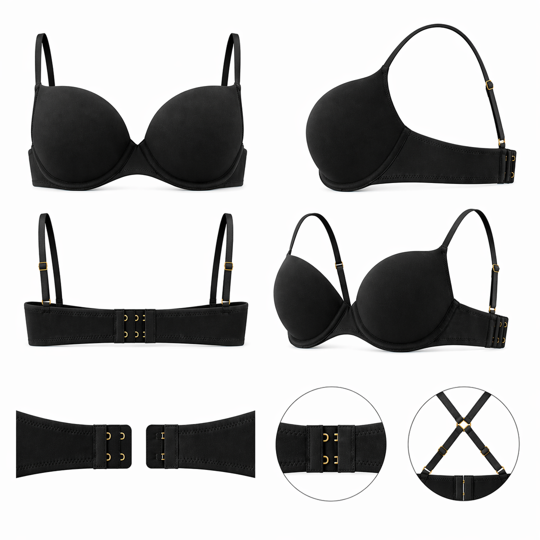 ☁️ Lightweight Microfiber Spacer Bra - Black