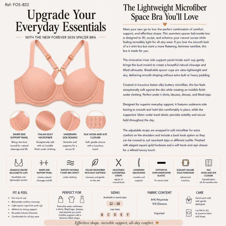 ☁️ Lightweight Microfiber Spacer Bra - Blush