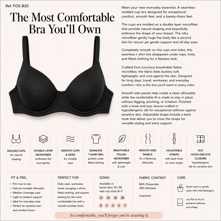 ☁️ Lightweight Microfiber Comfort Bra - Black