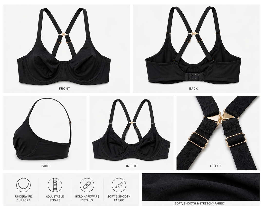 ☁️FOS-B20  Lightweight Microfiber Comfort Bra - Black