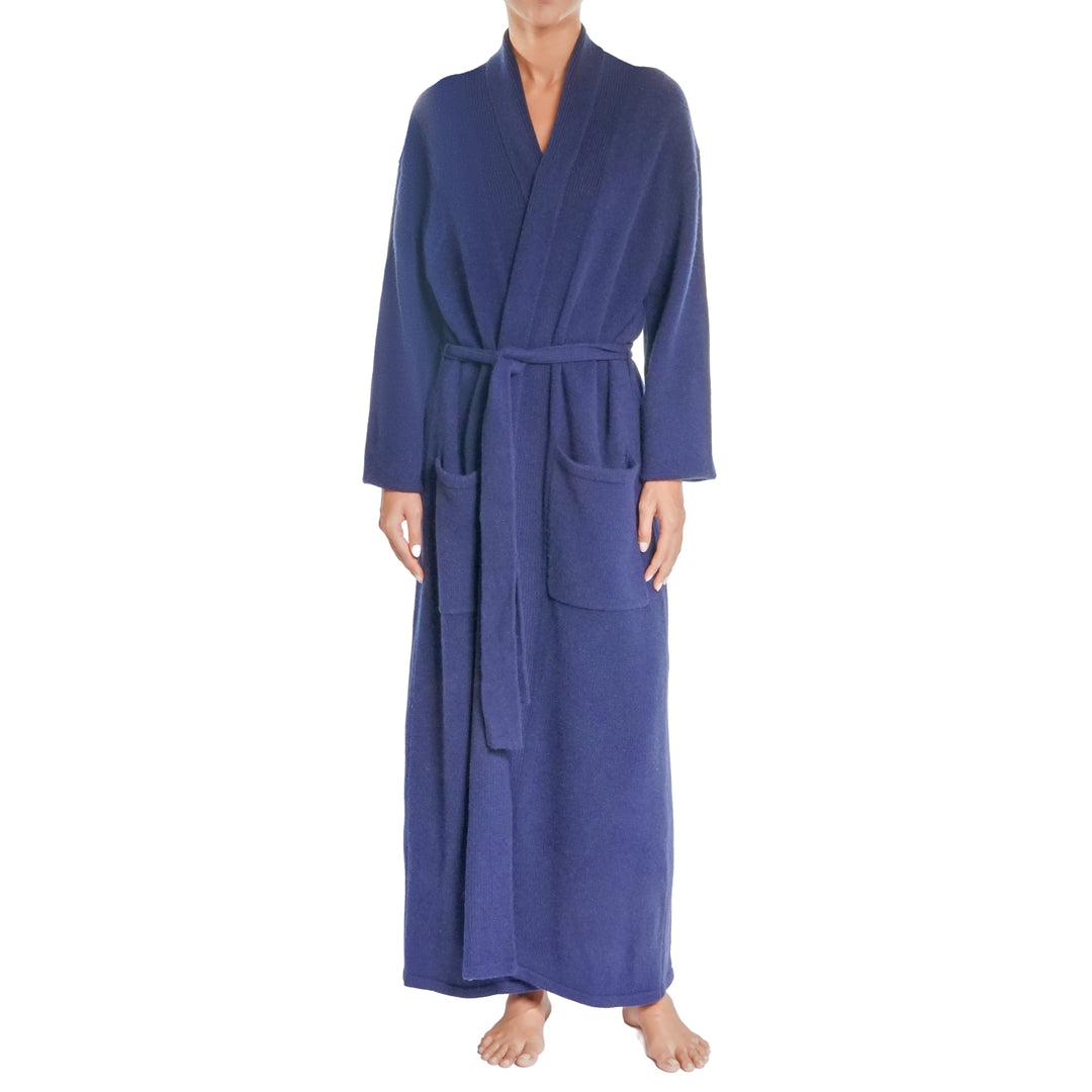 Arlotta Cashmere Long Robe - Navy