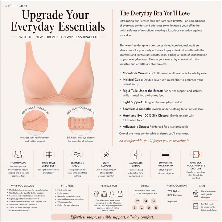 ☁️ FOS-B1 Lightweight Microfiber Wireless Bralette - Blush