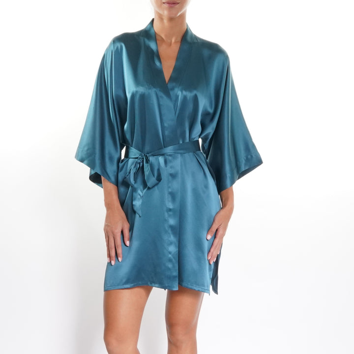 Samantha Chang Short Silk Kimono - Harbour Mist