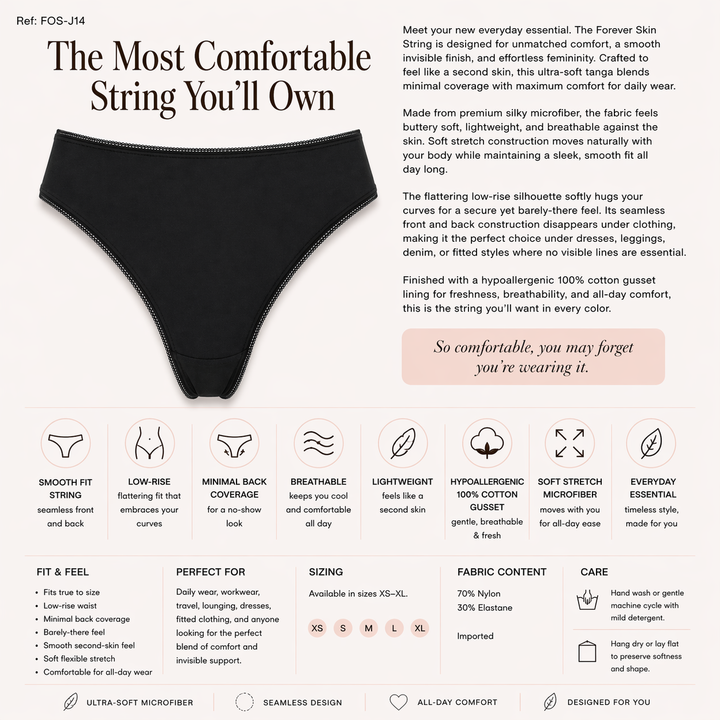 ☁️ Lightweight Microfiber Thong - Black