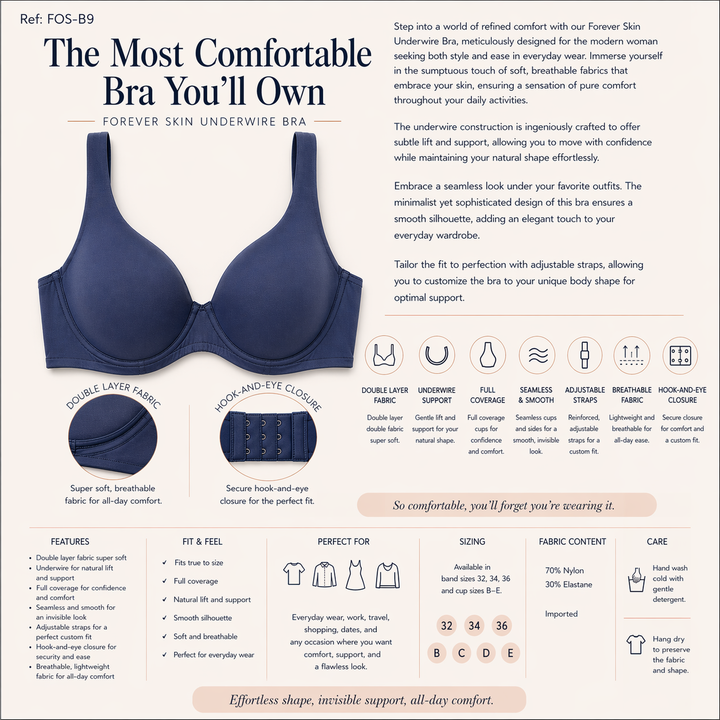 ☁️Lightweight Microfiber Underwire - Marine