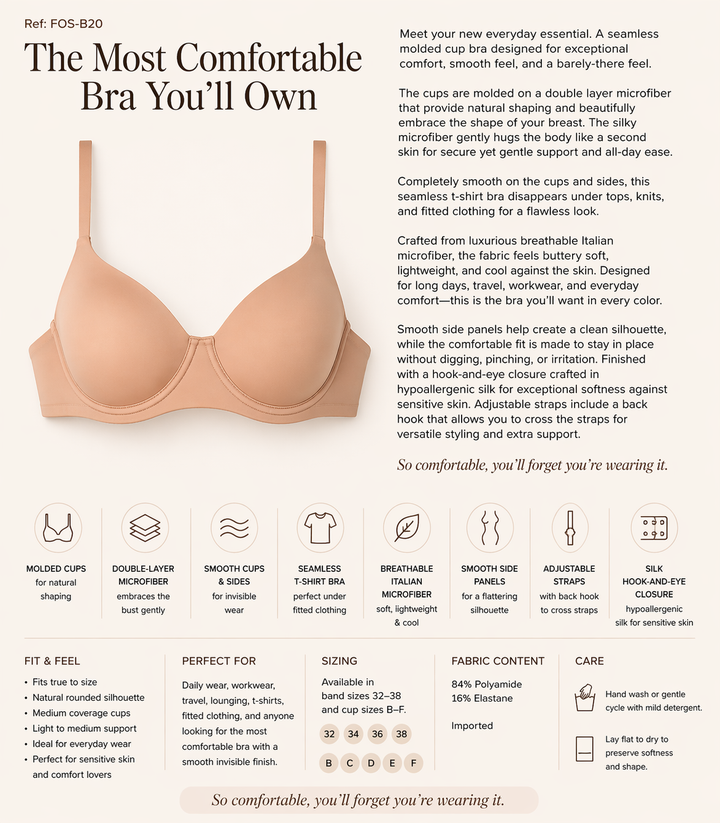 ☁️ Lightweight Microfiber Comfort Bra - Blush
