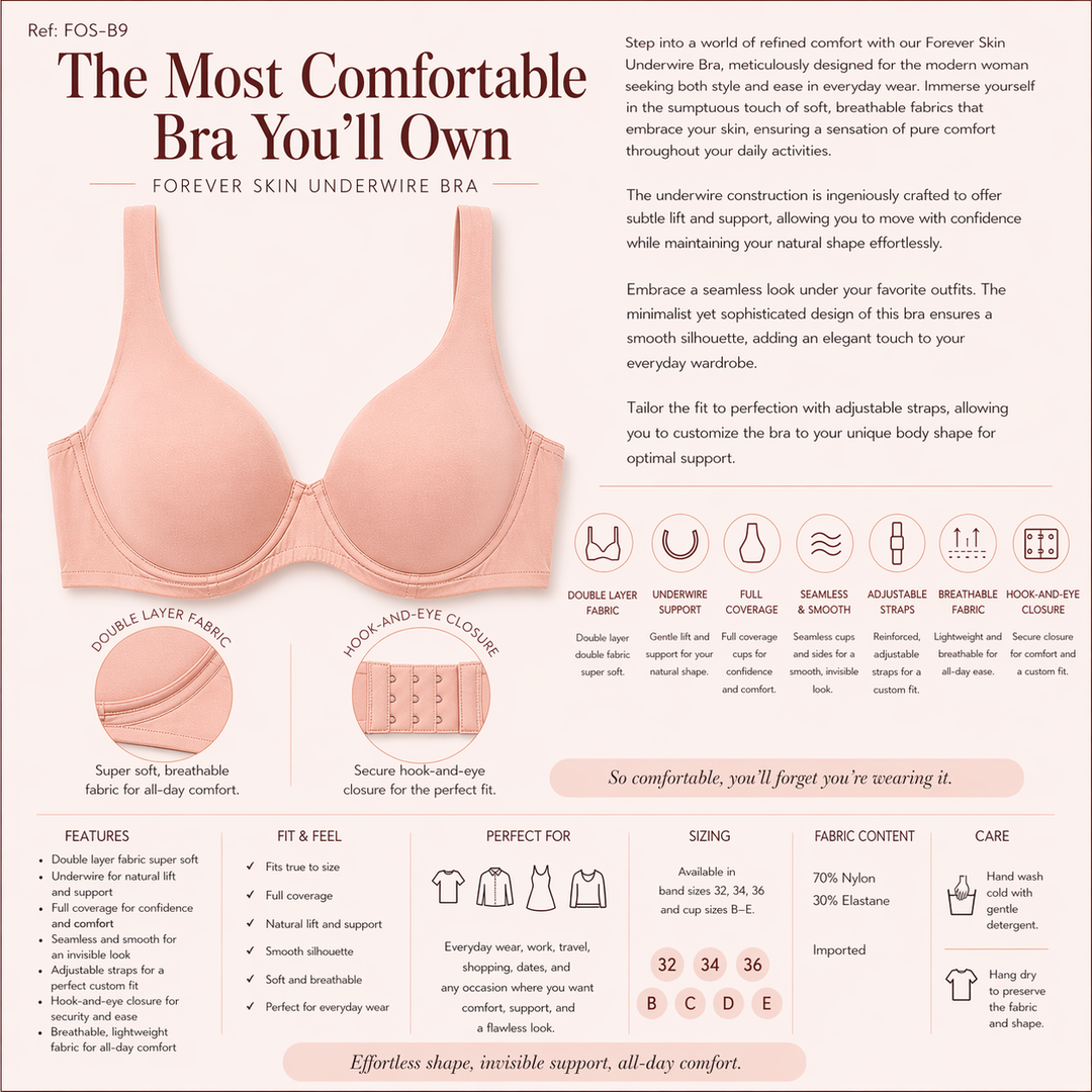 ☁️Lightweight Microfiber Underwire - Blush