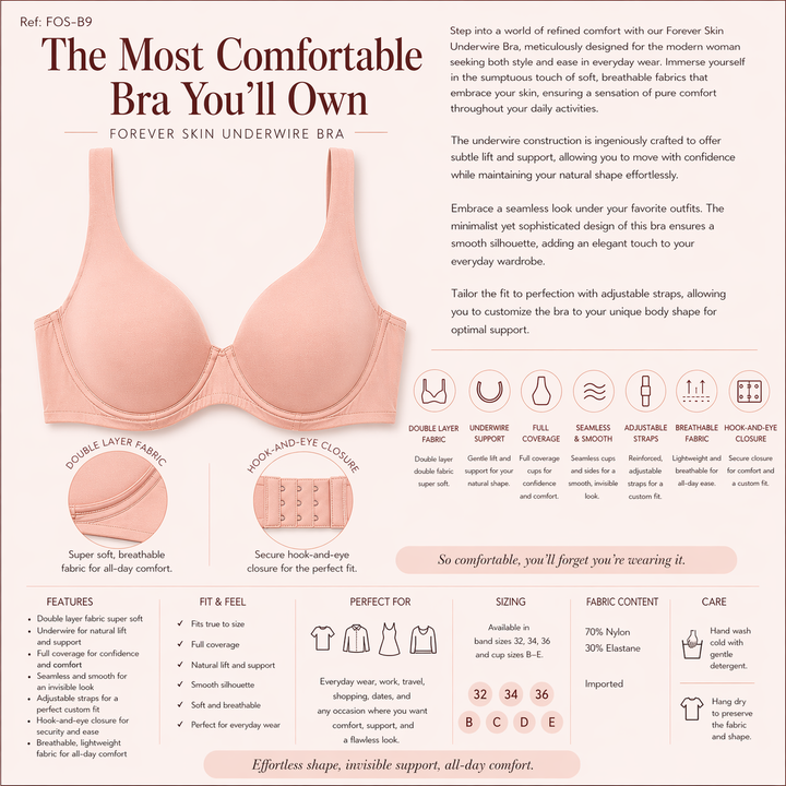 ☁️Lightweight Microfiber Underwire - Blush